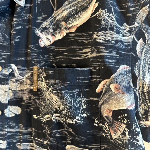 Magellan Sportswear Men's Short Sleeve Button Up Shirt Fishing Print Mens Size L - Picture 4 of 13